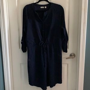 Navy drawstring waist dress